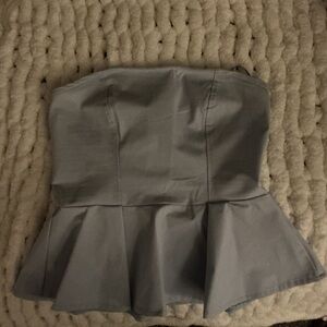 H&M Strapless Light Blue Peplum Top